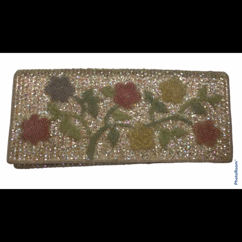 Vintage beaded sequin floral clutch